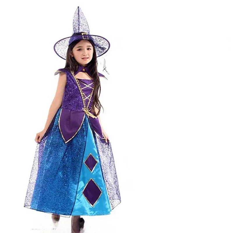 Robe de Sorcière Fillette Bleue Originale Stylé