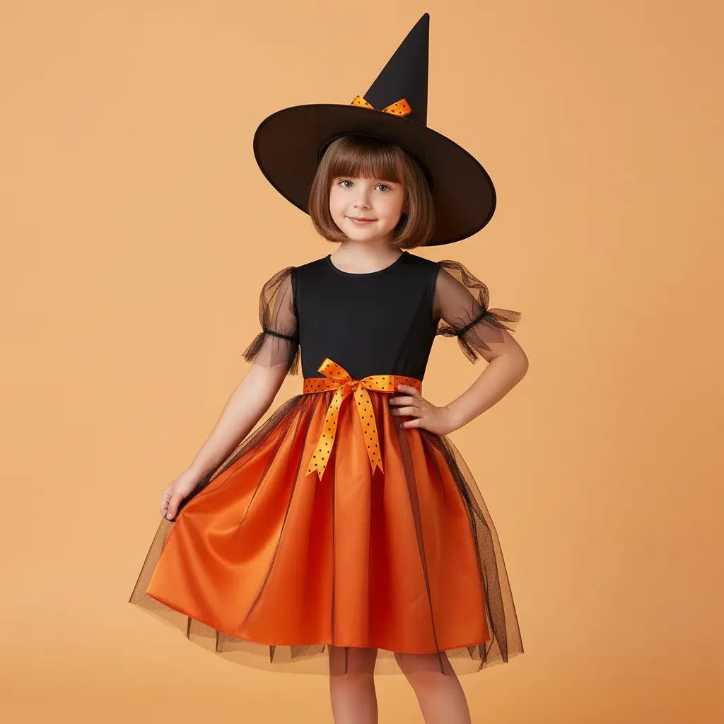 Robe de Sorcière pour Fille Orange