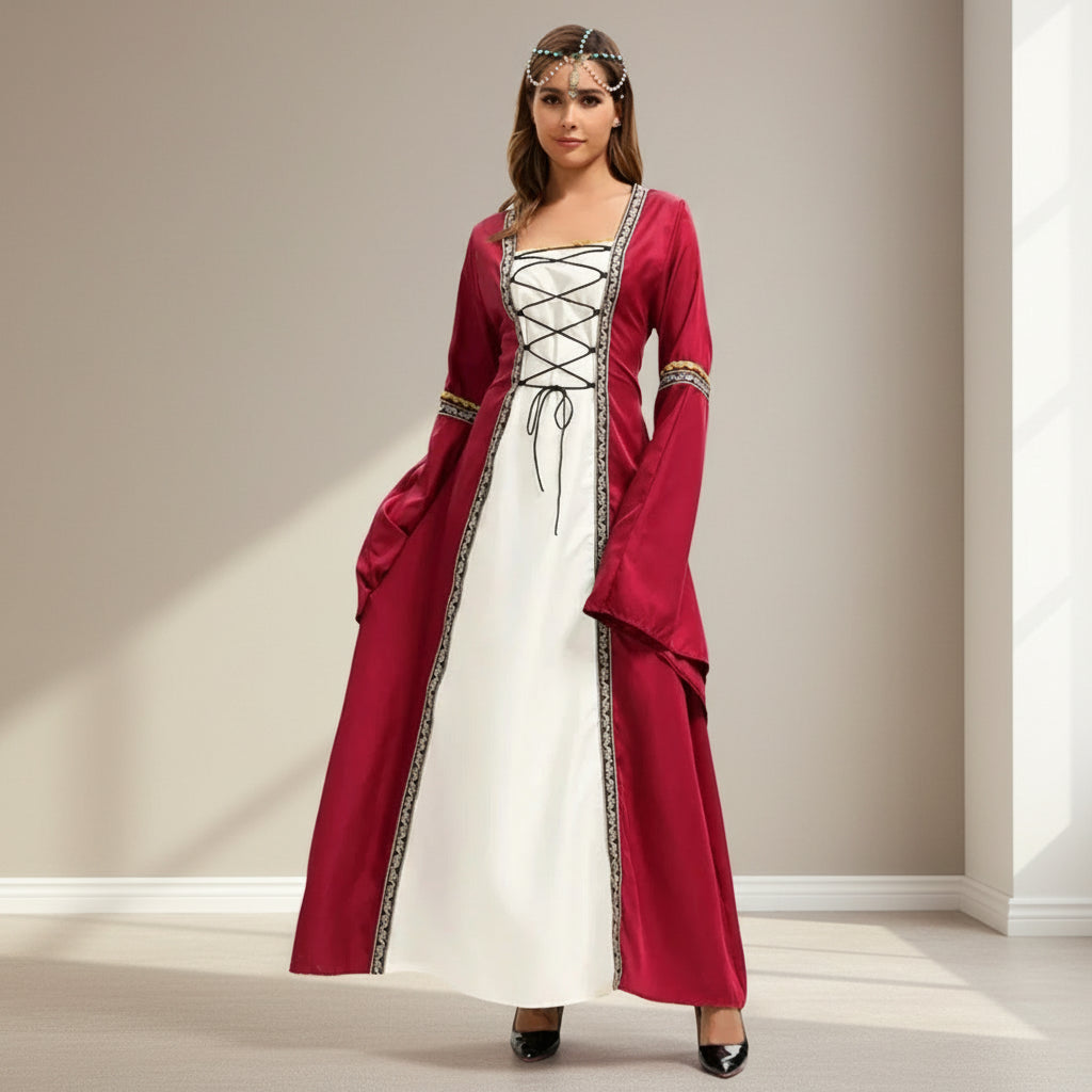 Robe médiévale Rouge et Blanc