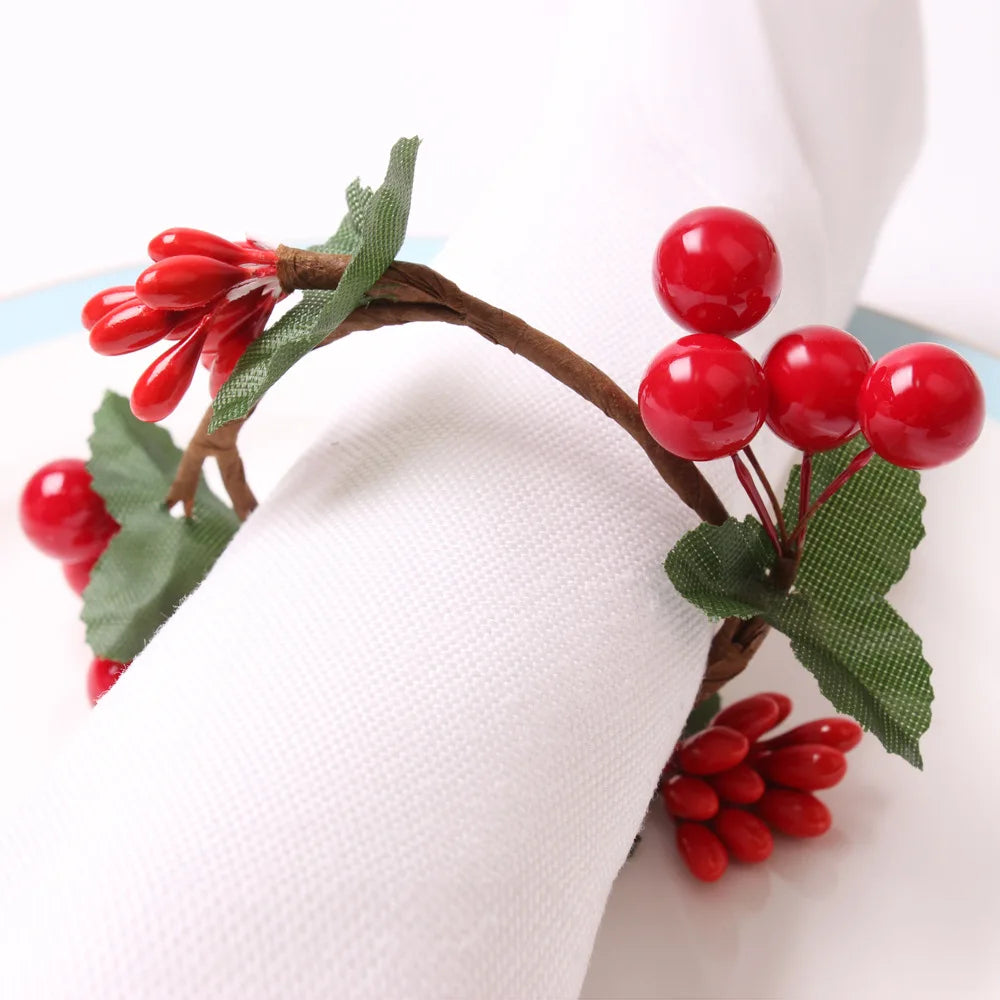 Rond de Serviette Baies Rouges chic