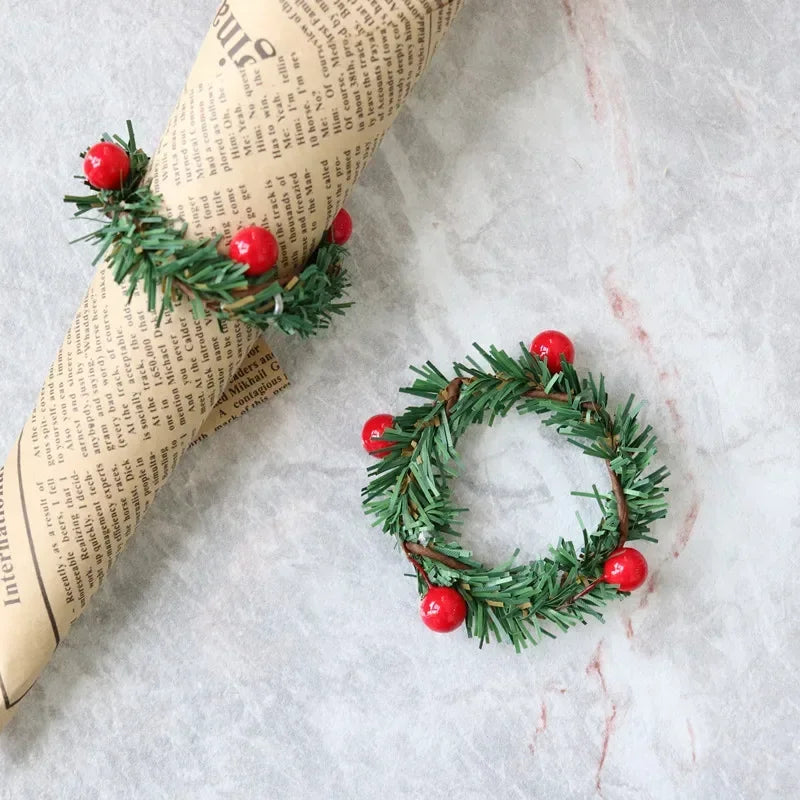 Rond de Serviette Couronne de Noël Classique