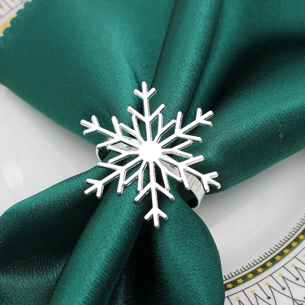 Rond de Serviette Flocon de Neige Argenté