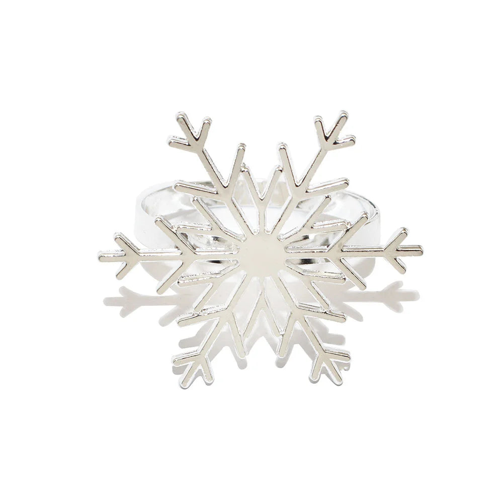 Rond de Serviette Flocon de Neige Argenté Chic