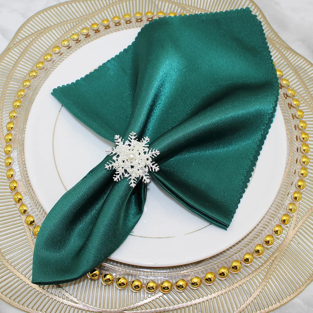 Rond de Serviette Flocon de Neige Argenté à Perles Chic