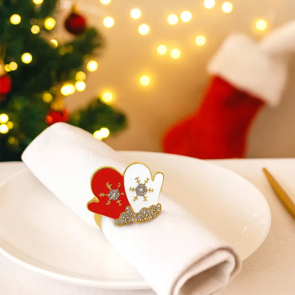 Rond de Serviette Gants de Noël