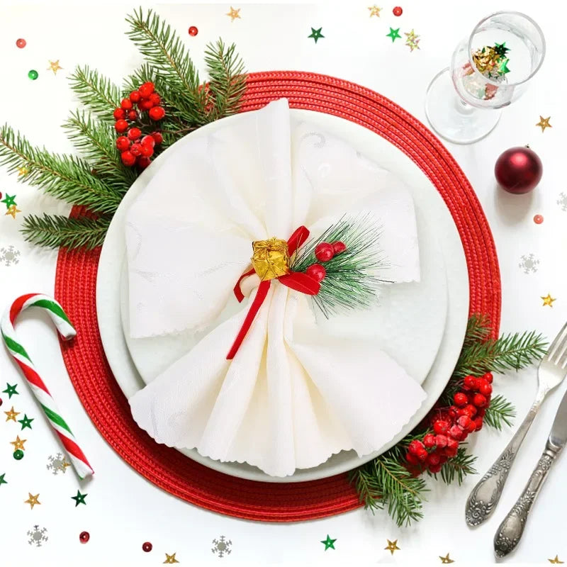 Rond de Serviette Noël Baies Cadeau