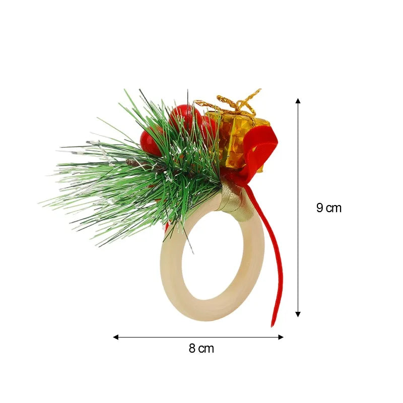 Rond de Serviette Noël Baies Cadeau Plastique