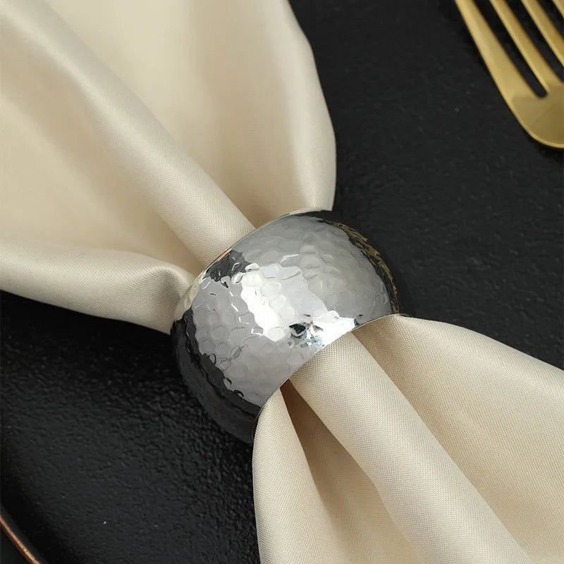 Rond de Serviette Noël Chic Argenté Texturé