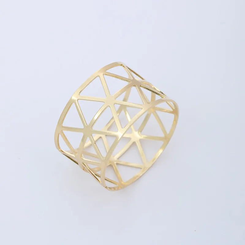 Rond de Serviette Noël Géométrique Or Chic