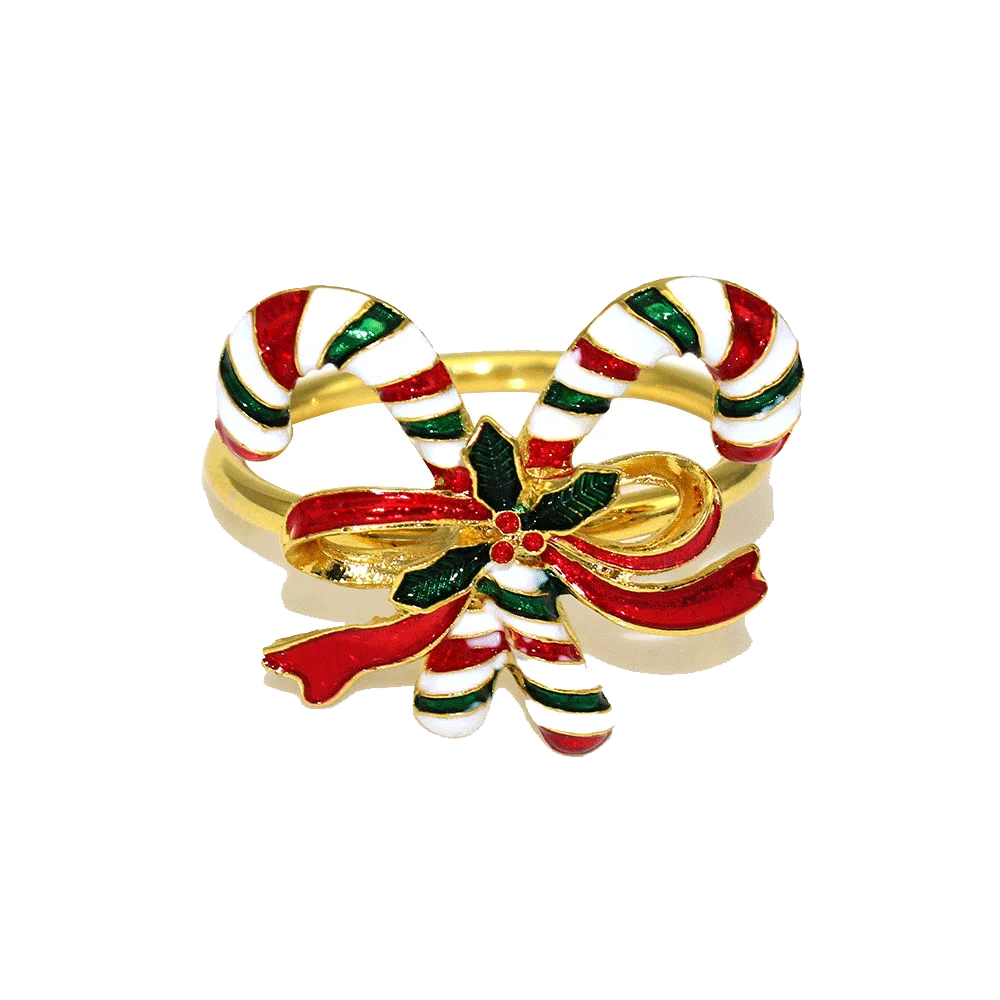 Rond de Serviette Noël Sucre d’Orge élégant