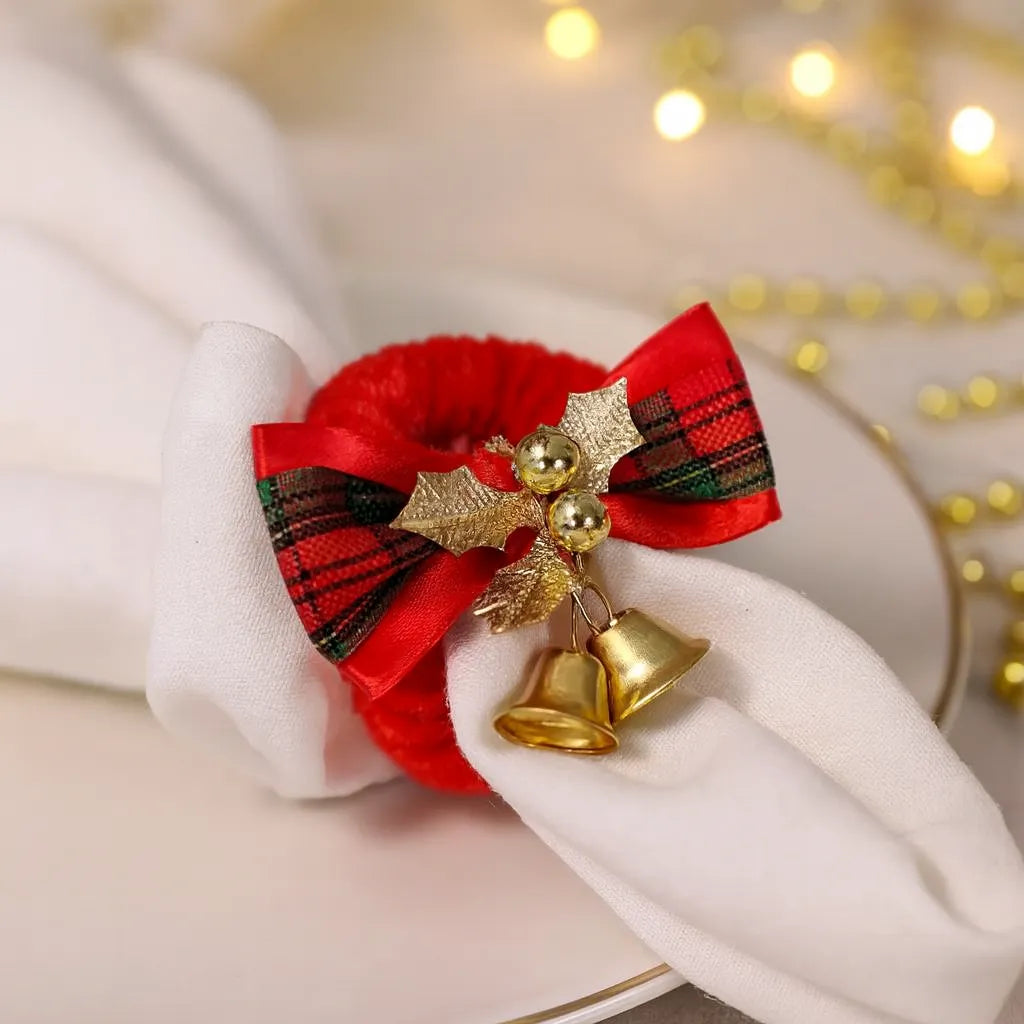 Rond de Serviette Noël en Peluche à Cloches