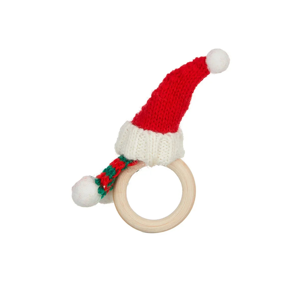 Rond de Serviette en Bois à Bonnet Noël chic