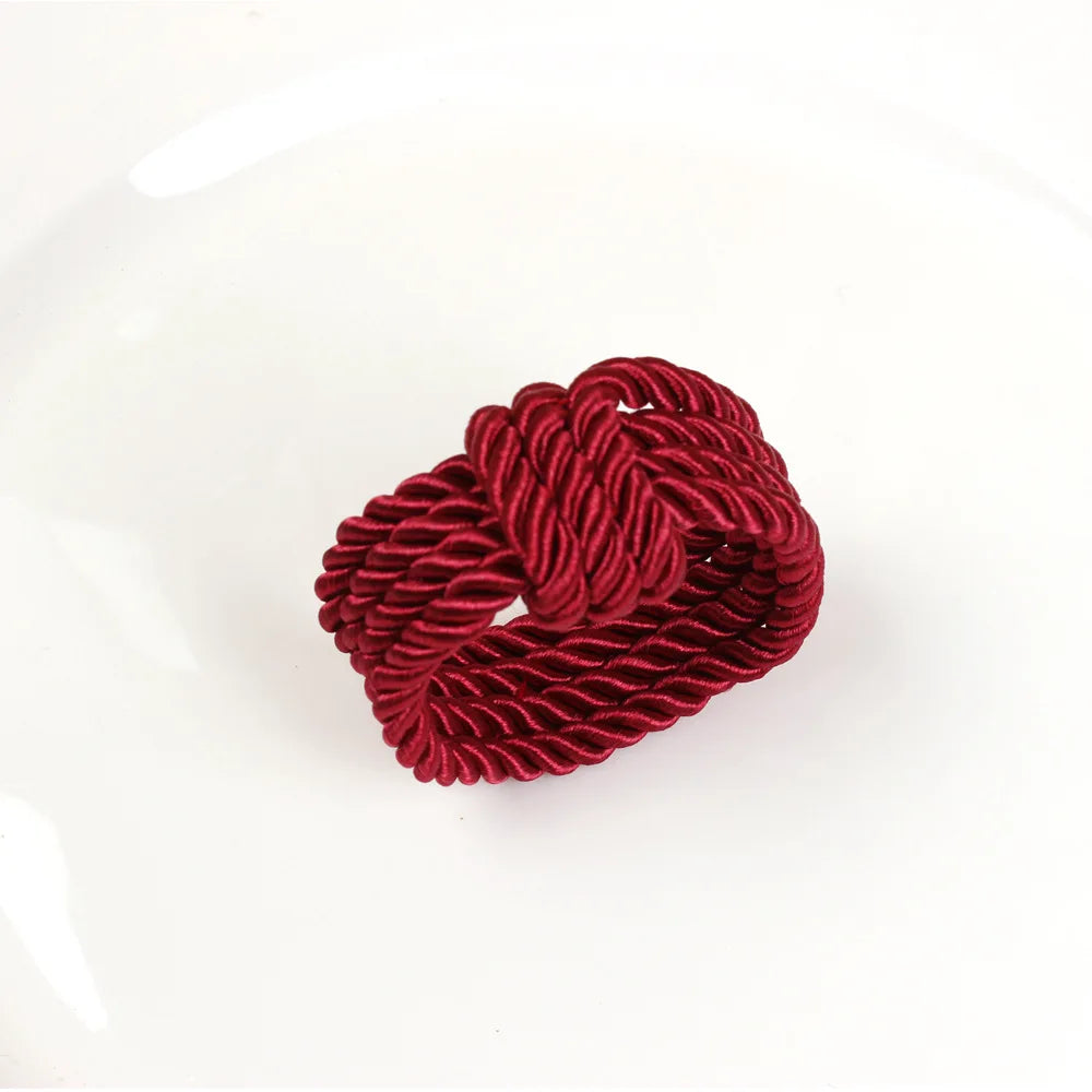Rond de Serviette en Corde Tissée Rouge