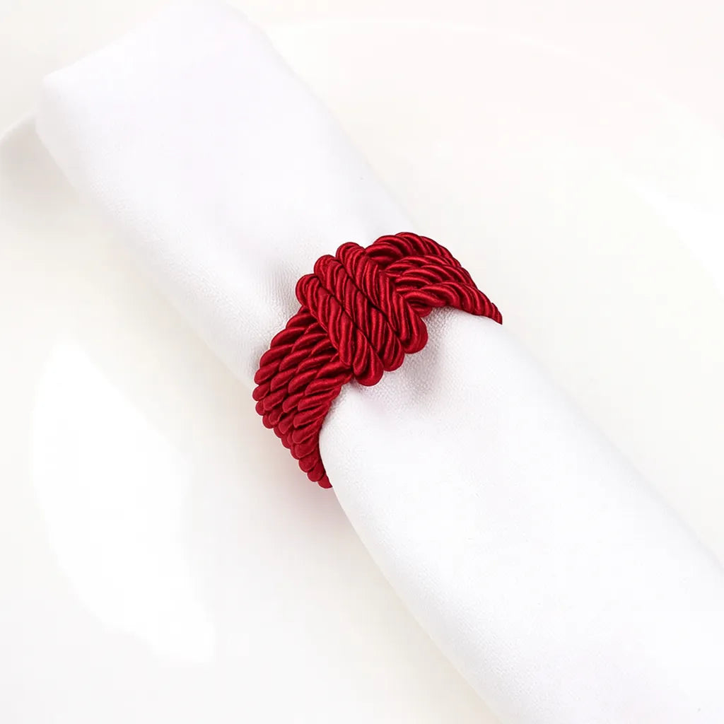 Rond de Serviette en Corde Tissée Rouge chic