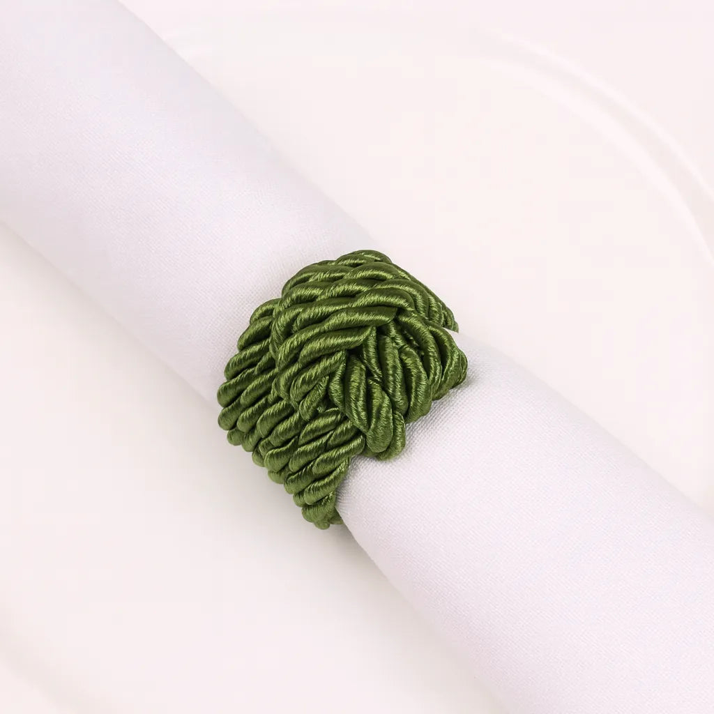 Rond de Serviette en Corde Tissée Vert chic