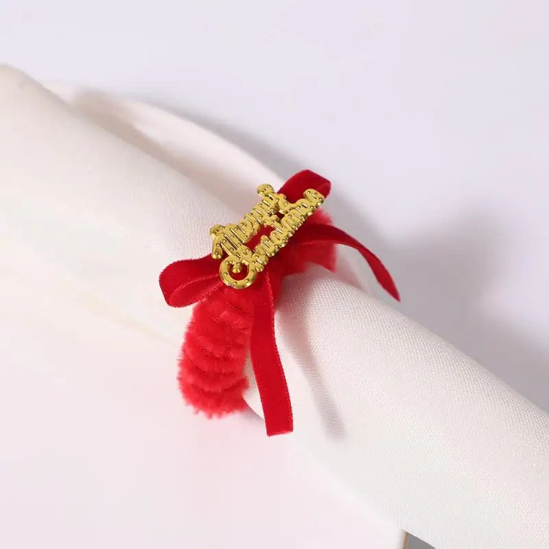 Rond de Serviette en Peluche Merry Christmas