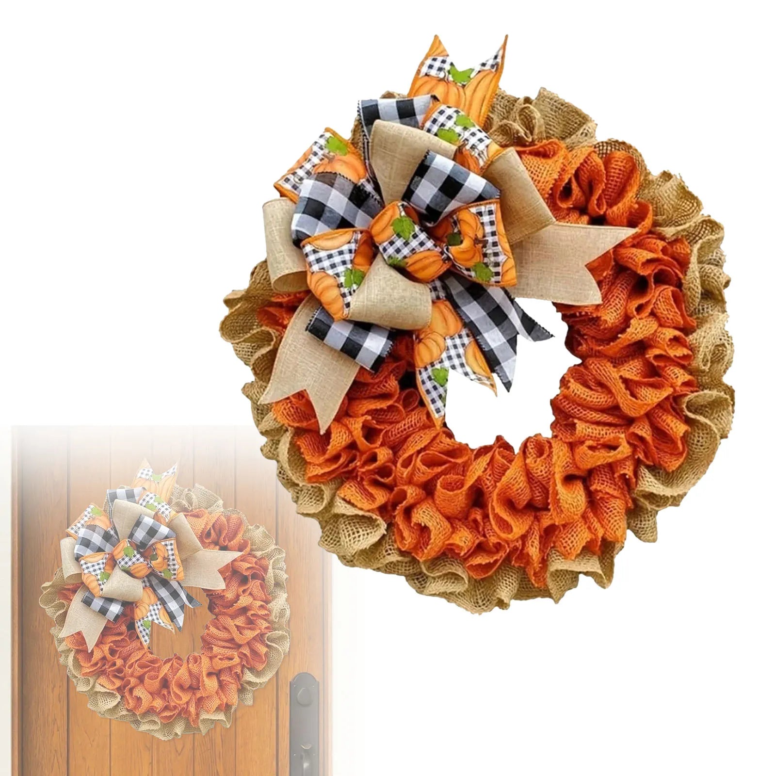 Couronne Halloween Orange en Jute