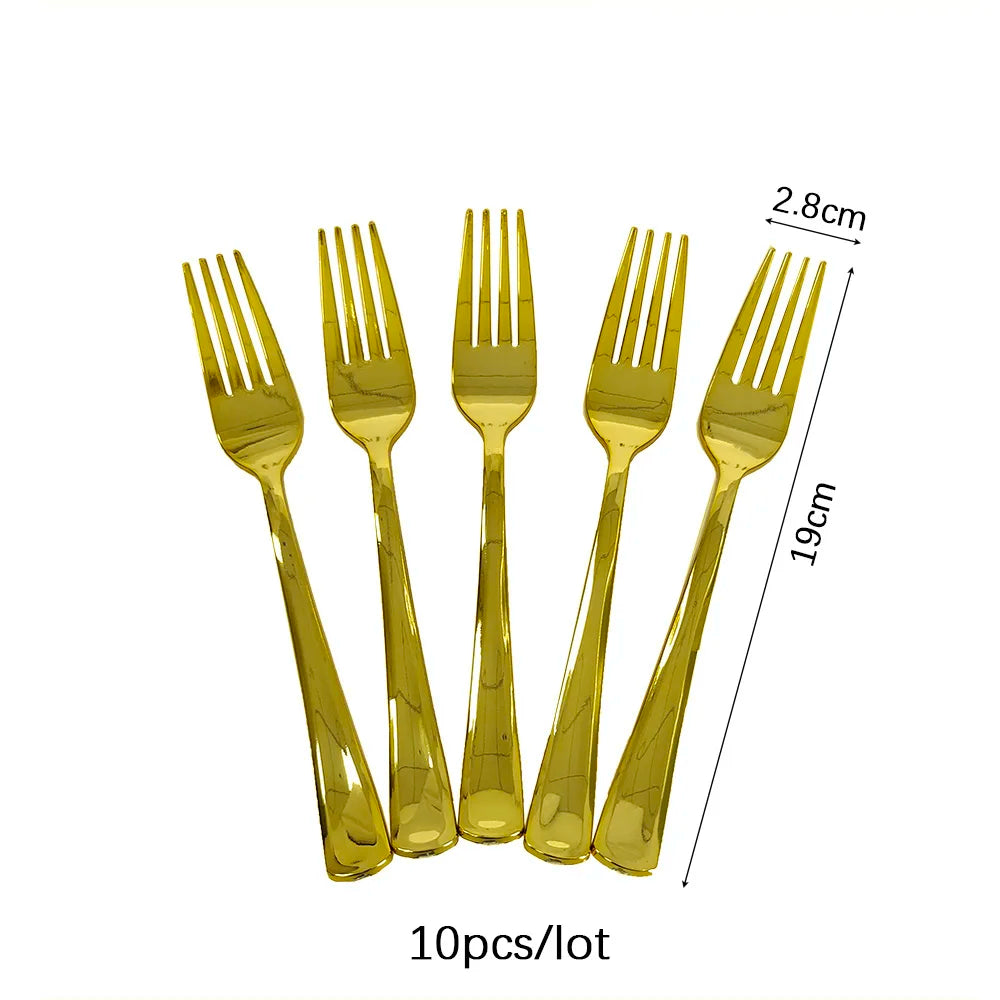 Fourchette Jetable Dorée Minimaliste