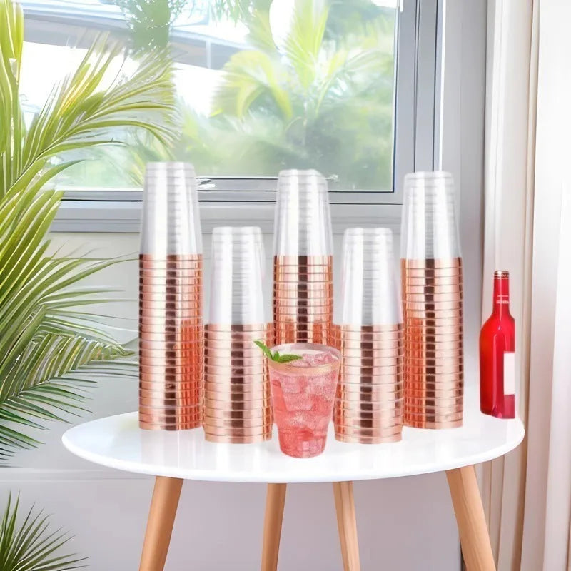 Verre en Plastique Cristal Or Rose