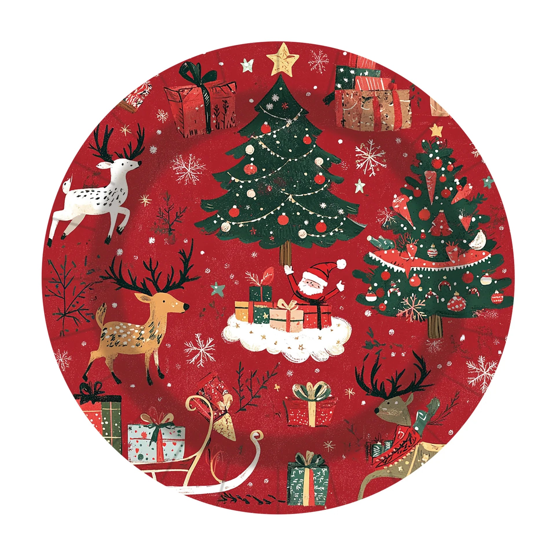 Assiette de Noël Rouge Jetable