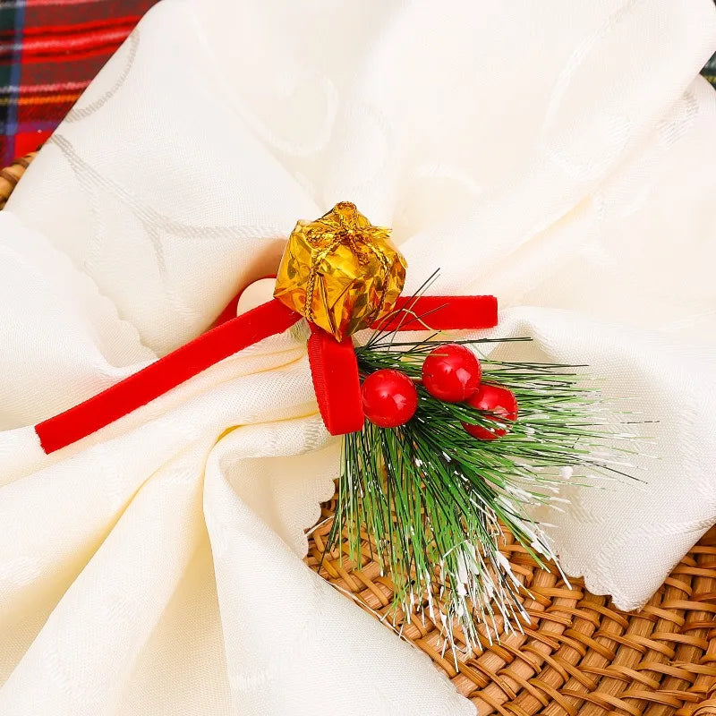 Rond de Serviette Noël Baies Cadeau
