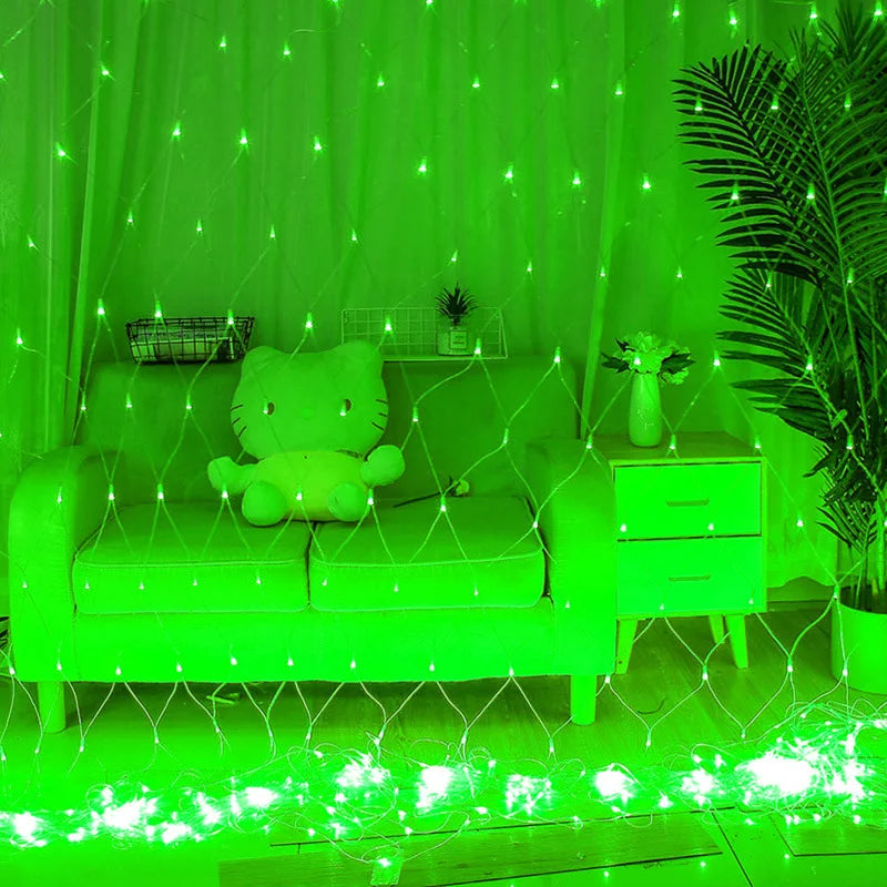 Rideau Lumineux Filet Vert Design