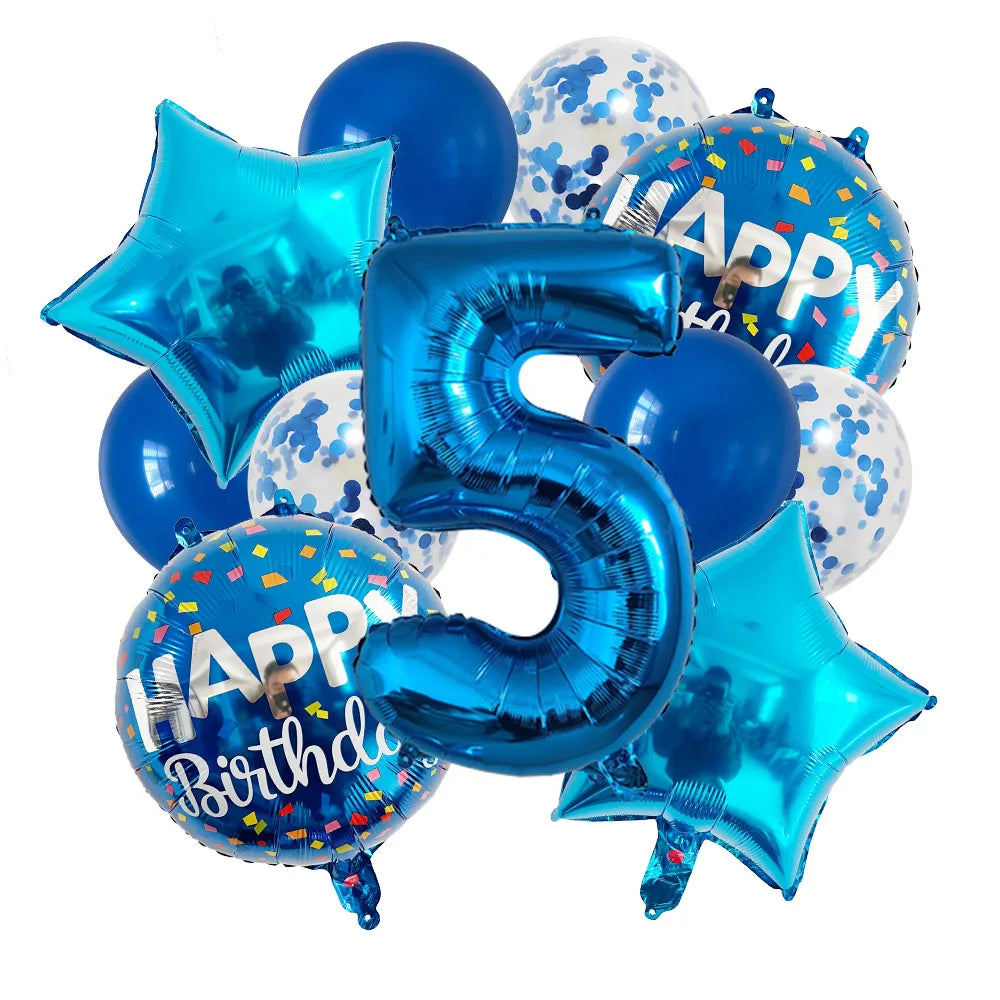 Ballons Happy Birthday Chiffres Bleus