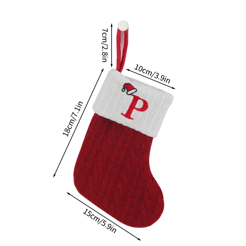 Chaussette de Noël Rouge et Blanc à Lettre