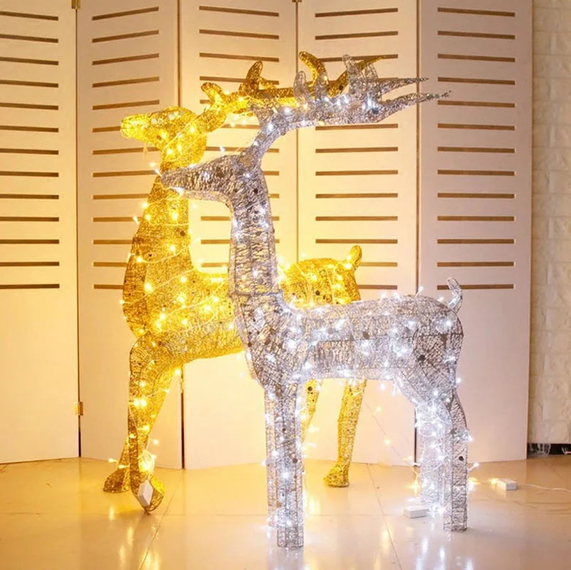 Cerf de Noël Décoratif Argenté LED