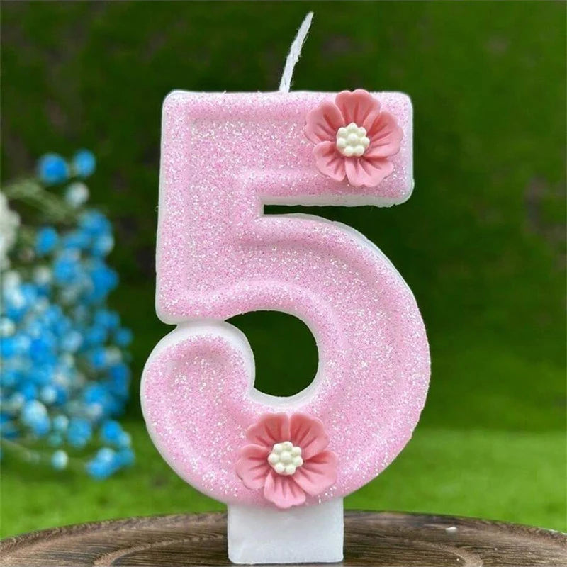 Bougie Anniversaire Rose à Fleurs