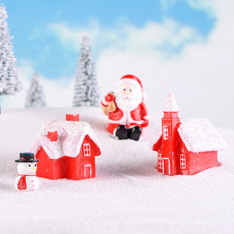 Lot de Petites Maisons Rouge de Noël