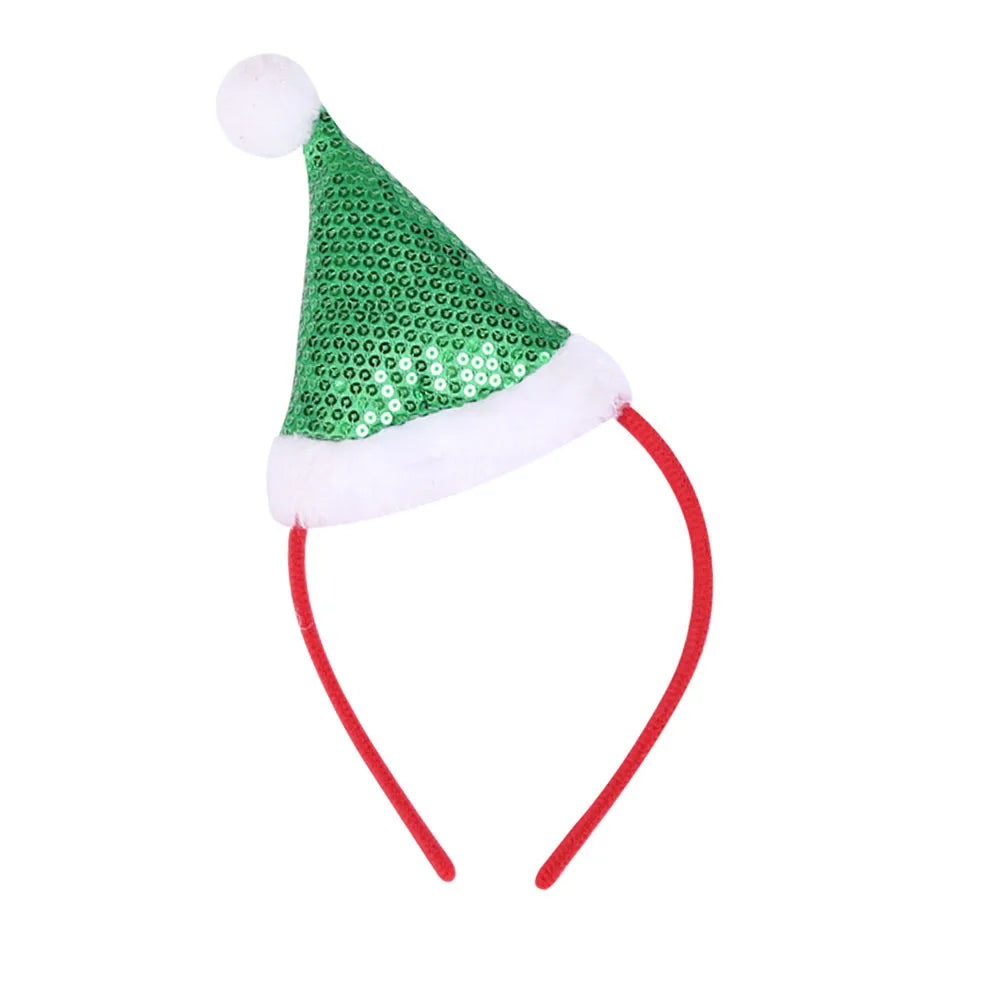 Serre-Tête Chapeau de Noël à Sequins Vert