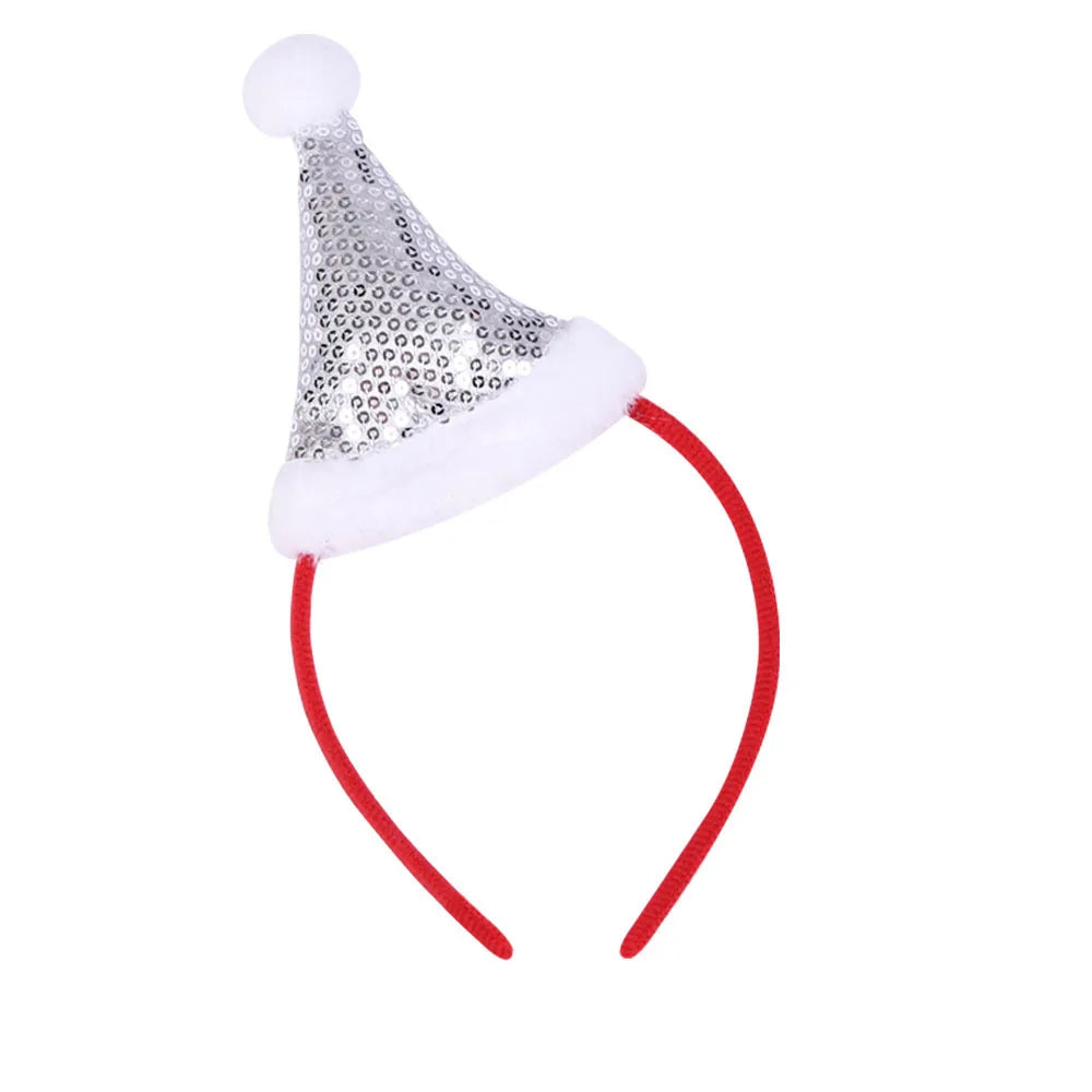 Serre-tête Chapeau de Noël à Sequins Argenté doux