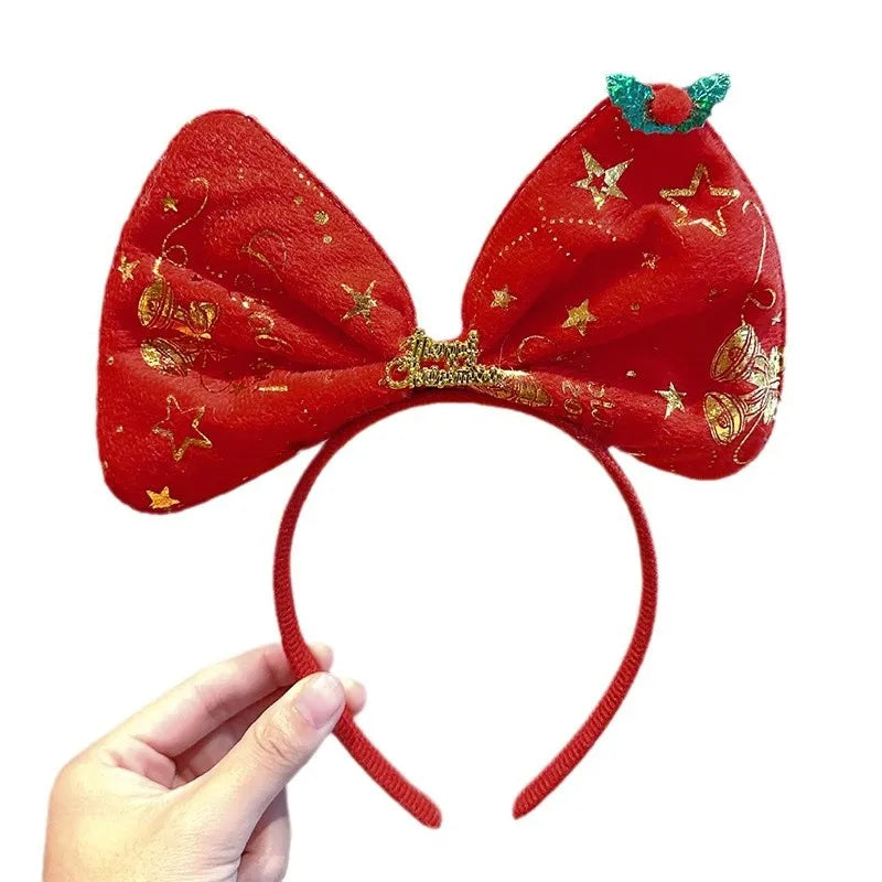 Serre-tête Noël Rouge et Or Joyeux