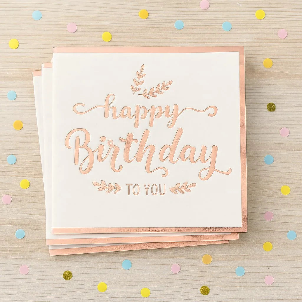 Serviette Happy Birthday To You Rose Gold 1