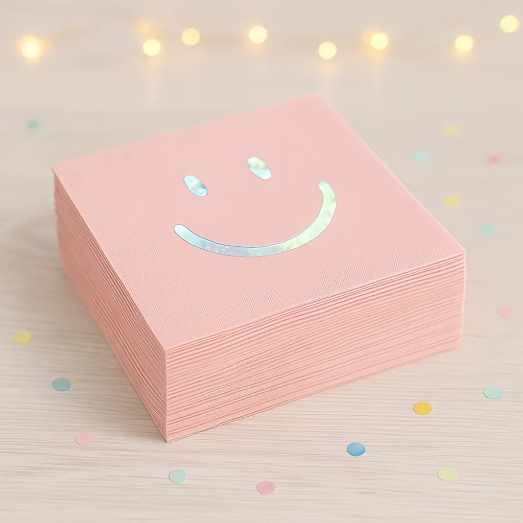 Serviette Jetable Smiley Rose 1