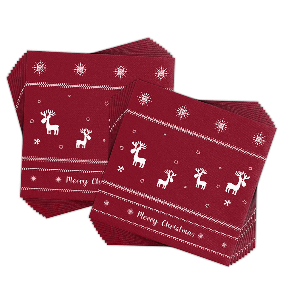 Serviette Noël Bordeaux Minimaliste Design