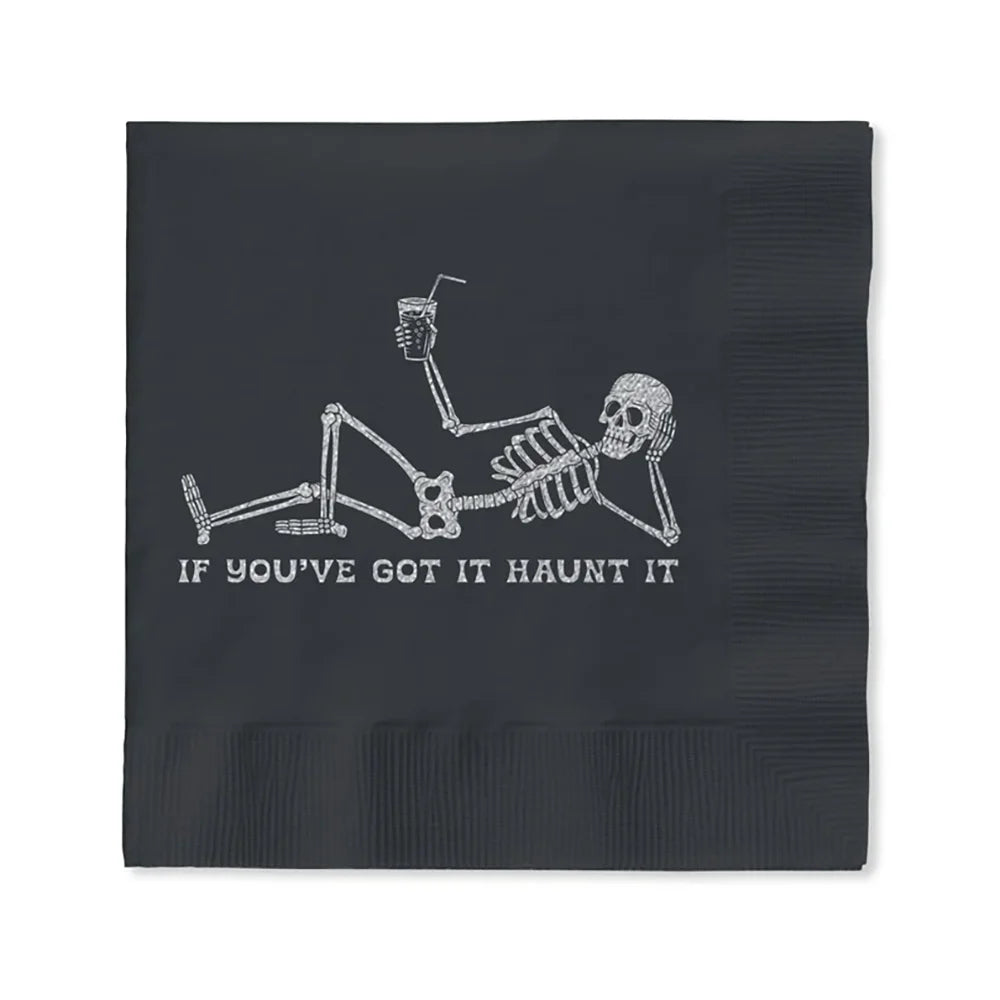 Serviette de Table Noire Squelette Moderne