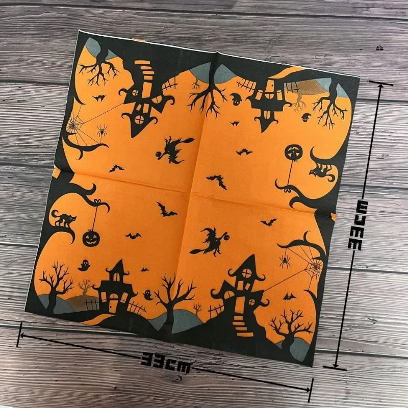 Serviette de table Orange et Noir Chic