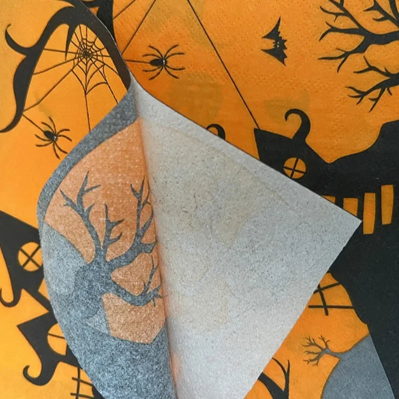 Serviette de table Orange et Noir Durable