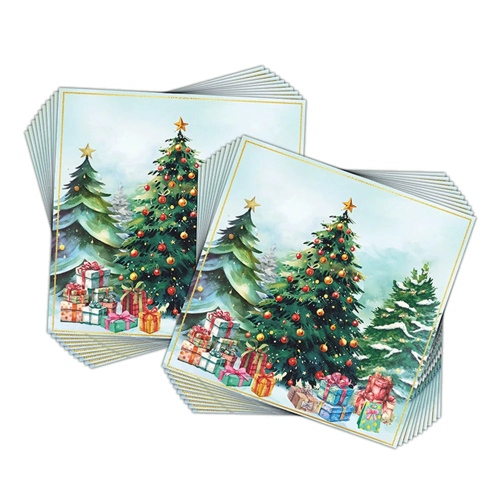 Serviette en Papier à Motif Sapins Unique