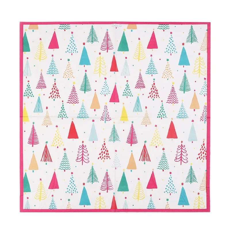 Serviette en Papier Sapins Colorés Chic