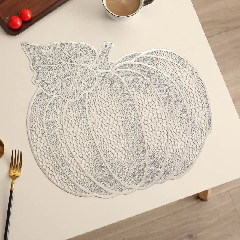 Set De Table Citrouille PVC Argenté Raffiné