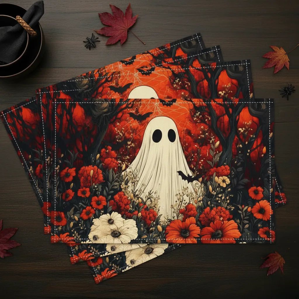 Set De Table Fleuri Fantôme Halloween Festive