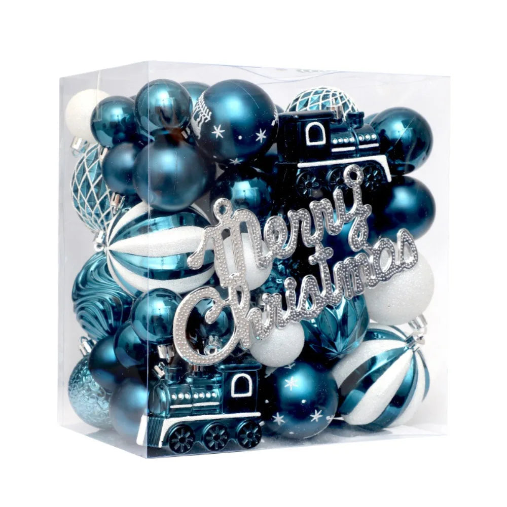 Set de Boules Bleus de Noël Élégantes