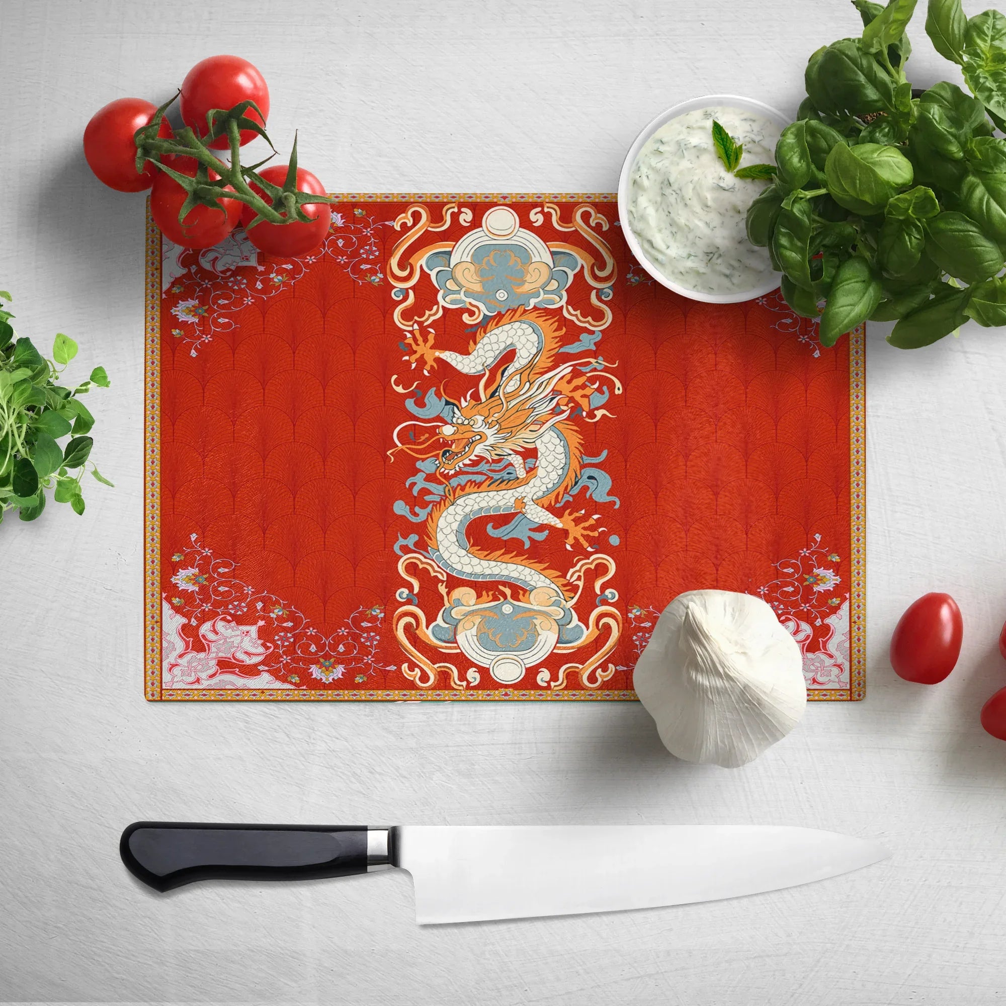 Set de Table Dragon Chinois Rouge Unique