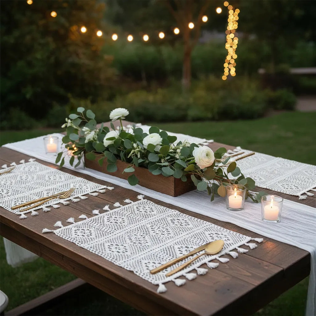 Set de Table Mariage Bohème Crocheté