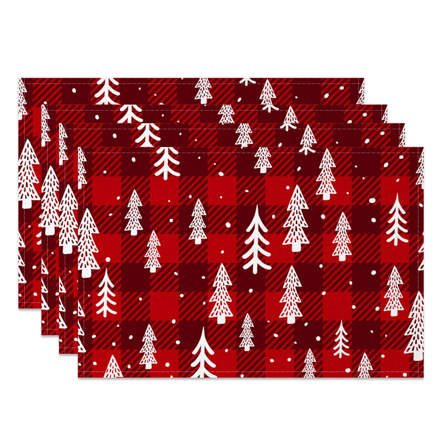 Set de Table Noël Rouge à Carreaux Unique
