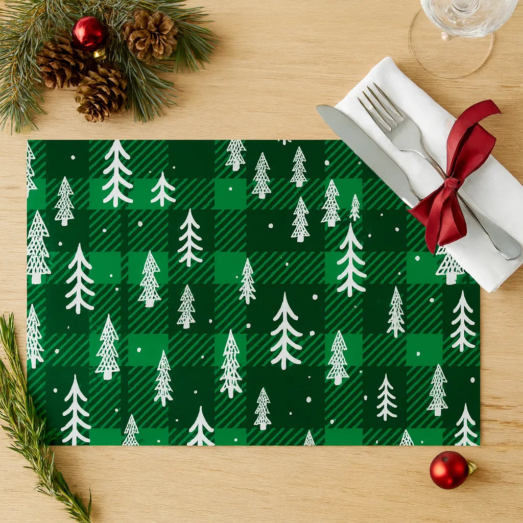 Set de Table Noël Vert à Carreaux