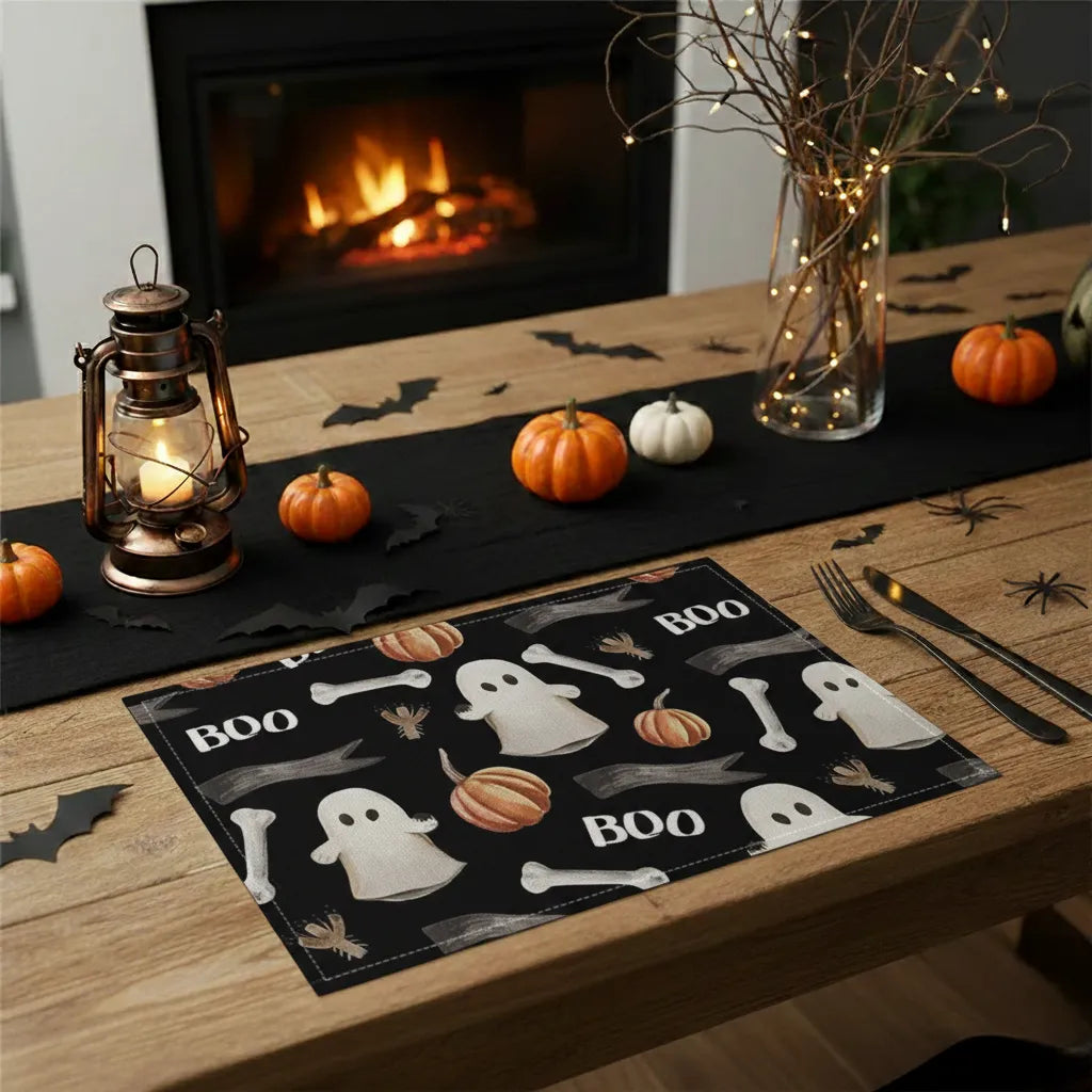 Set de Table Noir Boo Halloween